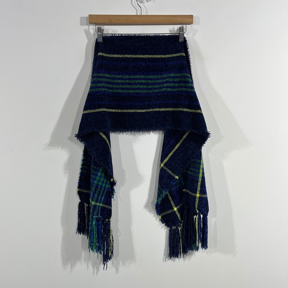 Charter Club Womens Artsy Preppy Plaid‎ Chenille Scarf Fringe One Size Boho Soft